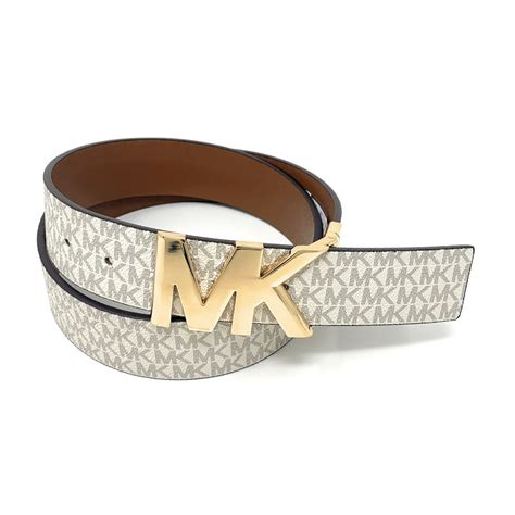 michael kors leather logo plaque belt|Reversible Signature Logo Belt .